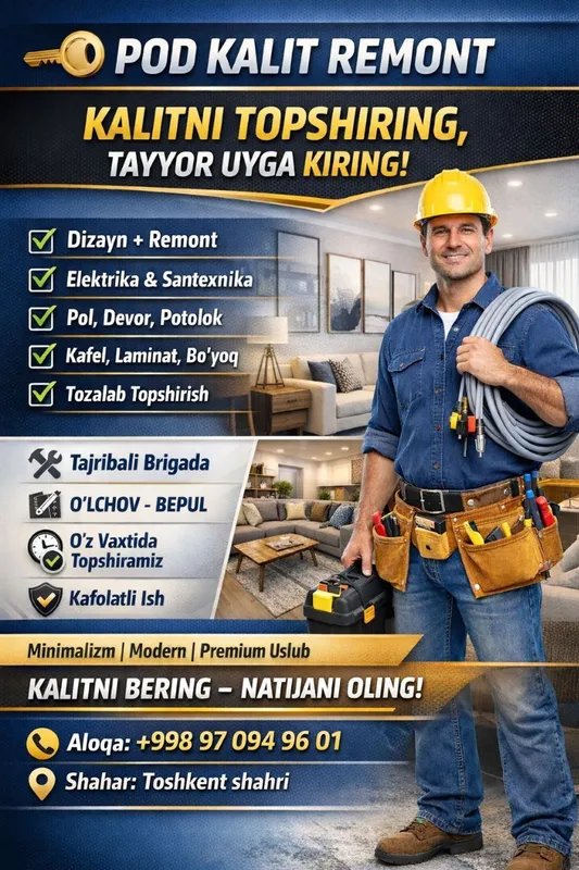 Belgilangan dezayinda . Podkiluch remont qilamiz. Tanlovda adashmang