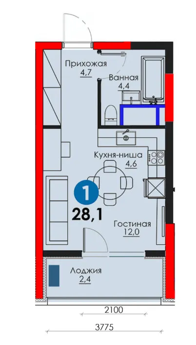 ХИТ! 1комн.квартира Яшнабадский район1 м2=1260 у.е — фото 5