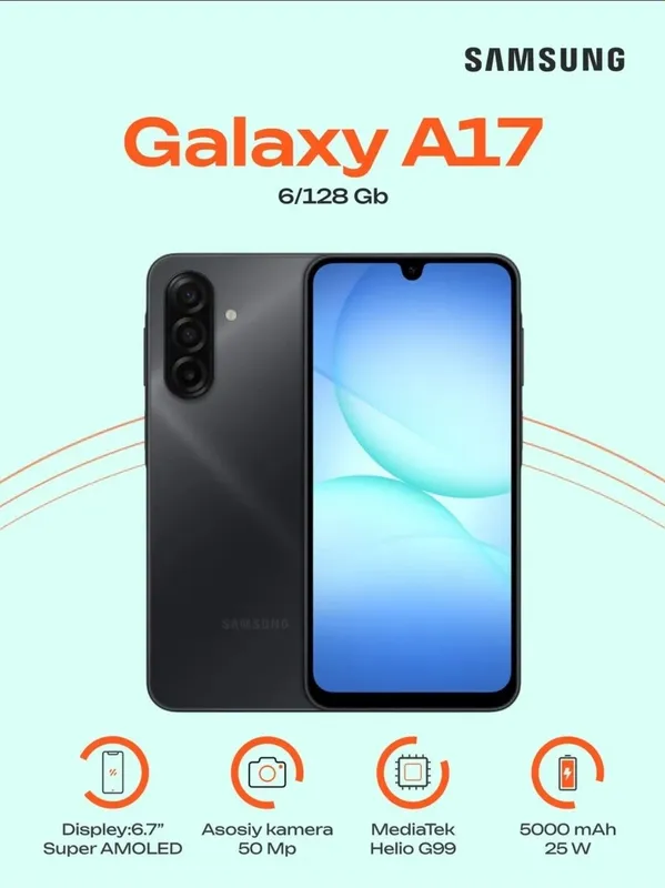 Смартфон Galaxy A17 6/128GB Black — фото 1