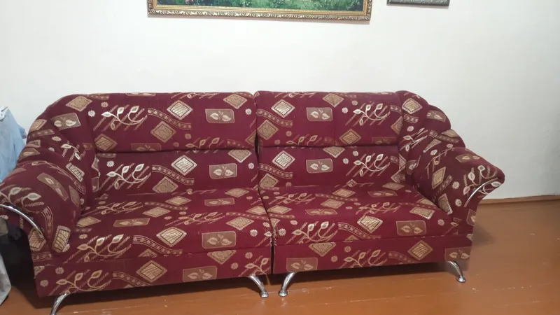 Divan kreslo, yaxshi holatda, bordo rang 3
