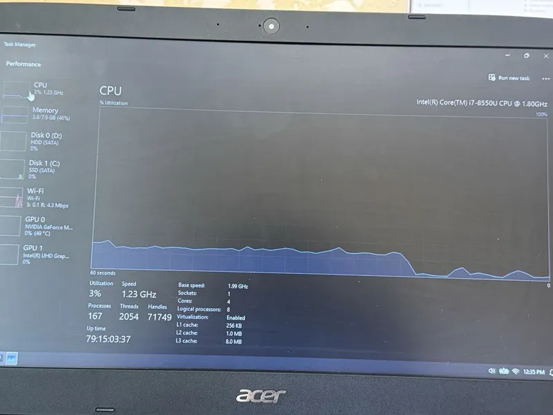 Acer Aspire 3 A315 / i7-8550U / 8GB RAM / SSD+HDD / MX130