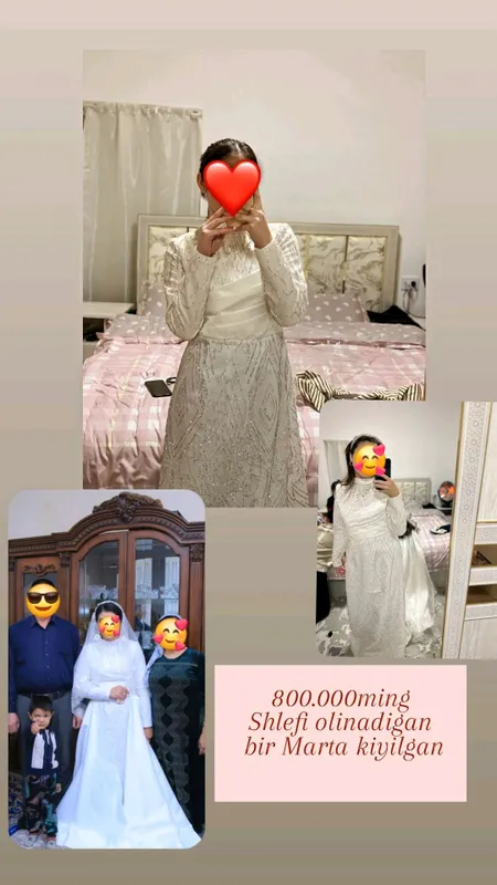 shlefi olinadigan oq libos 1marta kiyilgan
