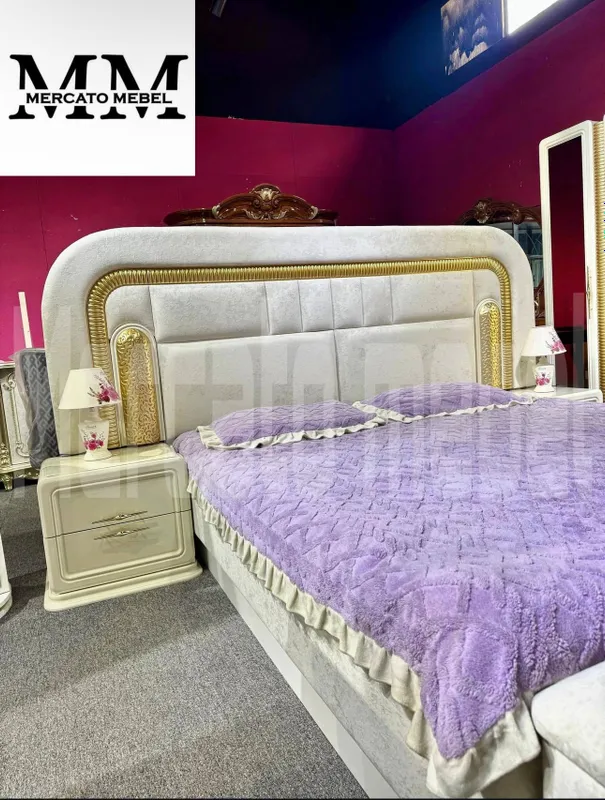 Спальный гарнитур Sp FIORA (6): шкаф, кровать, трюмо, зеркало, тумбы, софа 2