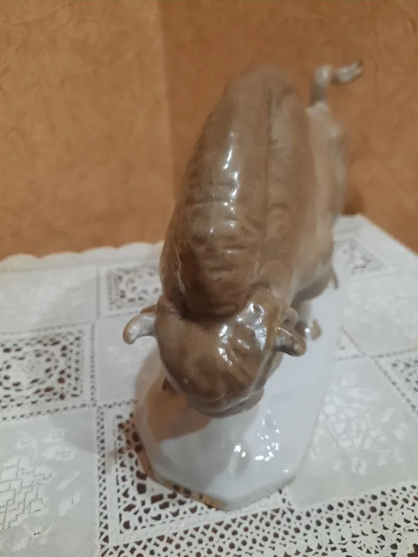 Антикварная Редкость! Большая фарфоровая Скульптура «Зубр». СССР, Верб — фото 4