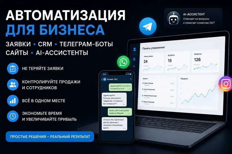 Создание сайтов и Telegram-ботов для бизнеса Создание сайтов и Telegram-ботов для бизнеса