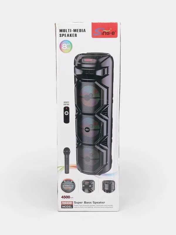 Колонка беспроводная портативная ZQS8301 Sing-e караоке с RGB-подсветкой, Bluetooth — фото 2