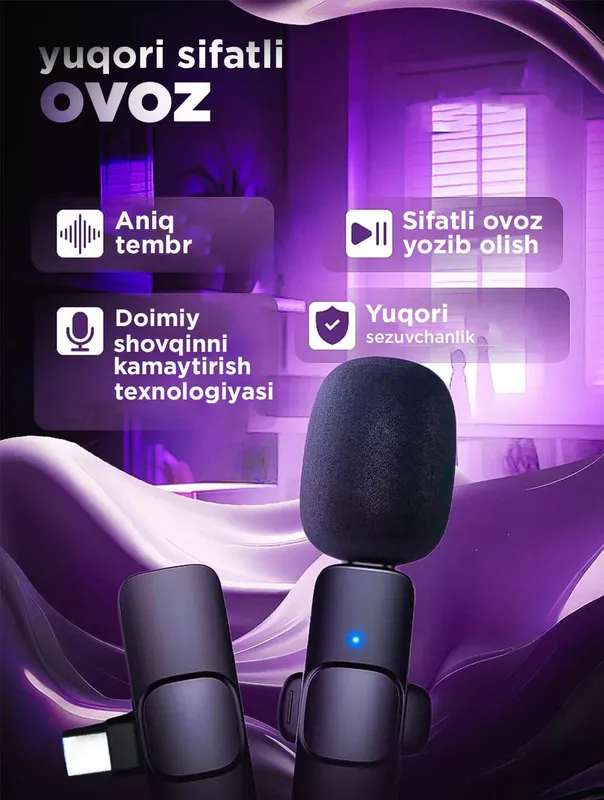 Android smartfonlar uchun K11 simsiz mikrofon 3 Android smartfonlar uchun K11 simsiz mikrofon 3