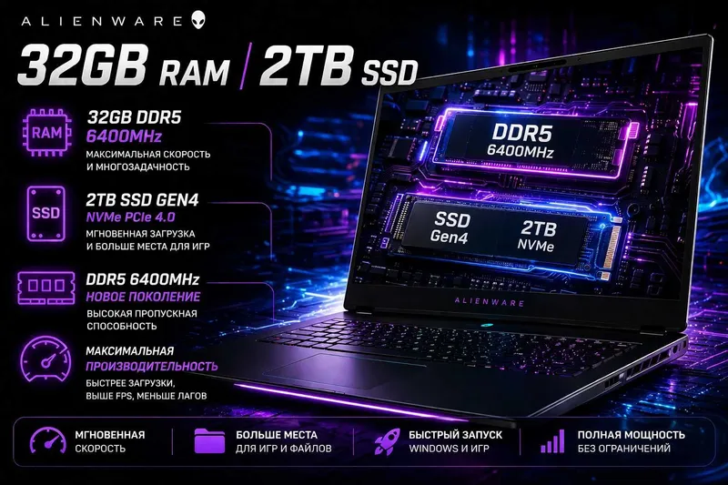Dell Alienware 18/ Ultra 9/32GB/2TB/RTX5080 16GB/300Hz/ Гарантия 1 год — фото 4