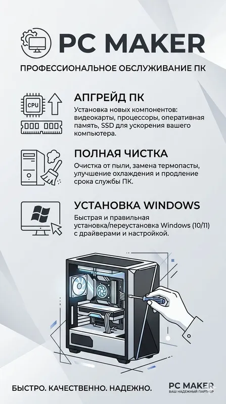 Установка винды, почистка, апгрейд пк, и другие
