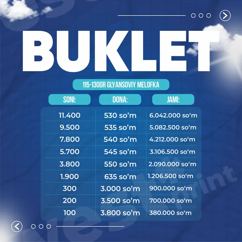 BUKLET A4 O'LCHAMDA | SIZNING BREND BILAN 2