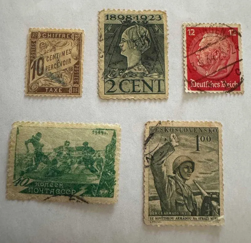 марки Франция, СССР, Чехословакия, Нидерланды, Германия
