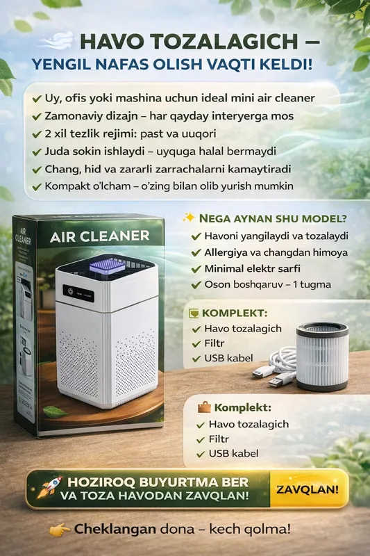 Havo tozalagich Air cleaner mayda chang yutuvchi
