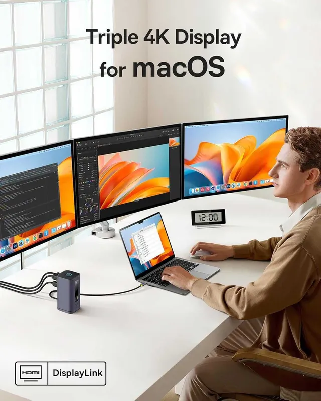 Док станция для MAC Baseus Spacemate 11в1 до 3 мониторов с Displaylink — фото 1