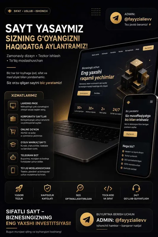 Premium web-sayt yarataman | Telegram bot | Landing Page 1 Premium web-sayt yarataman | Telegram bot | Landing Page 1