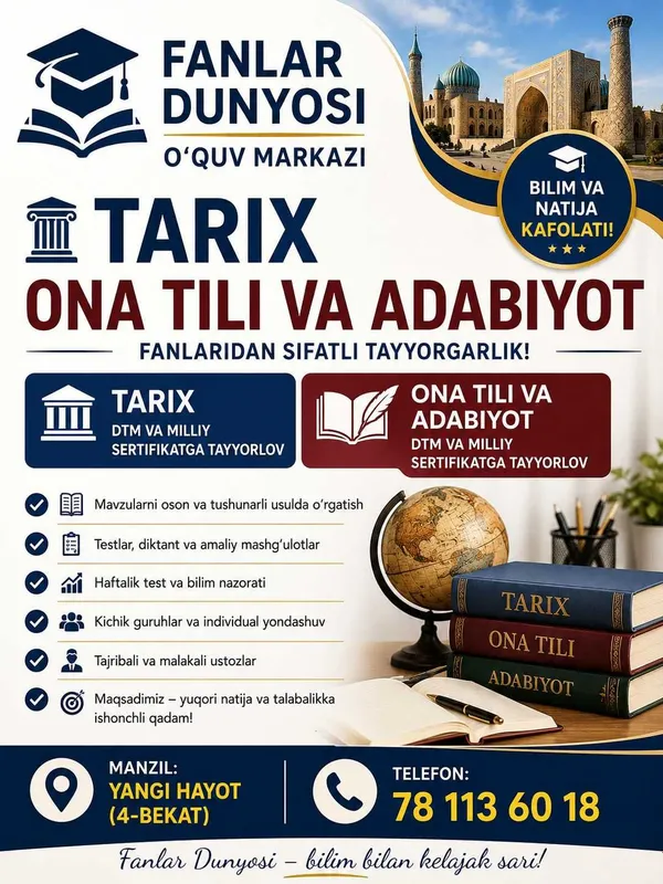 Ona tili va adabiyot fanidan mukammal tayyorgarlik! 1