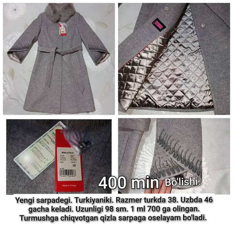 Yengi . Turkiyaniki. Razmer turkda 38. palto — фото 4