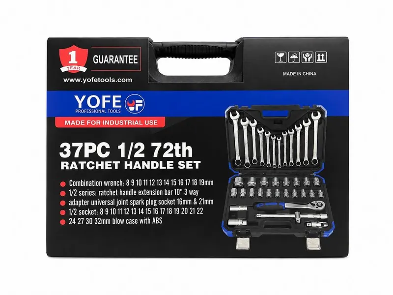 Профессиональный набор ключей и головок 37PCS YOFE в кейсе 6