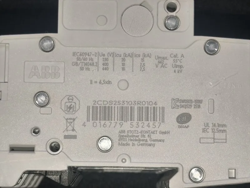 Автоматический выключатель ABB 3P+N S203 C10NA — фото 6