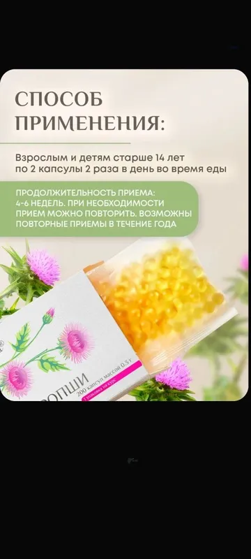 Расторопша капсулы для защиты печени, улучшения пищеварения. Россия. — фото 1