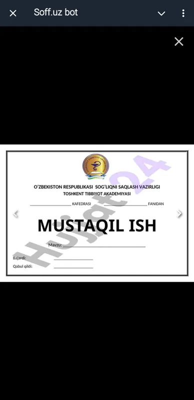 mustaqil ish tayorlab beraman