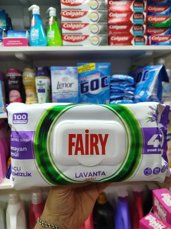 Lavanda moyli Fairy nam salfetkalari (sirtlarni tozalash uchun)