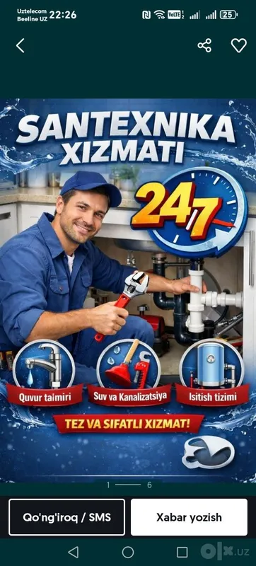 Santexnik xizmati 24 / 7 Toshkent shahar buylap 1 Santexnik xizmati 24 / 7 Toshkent shahar buylap 1