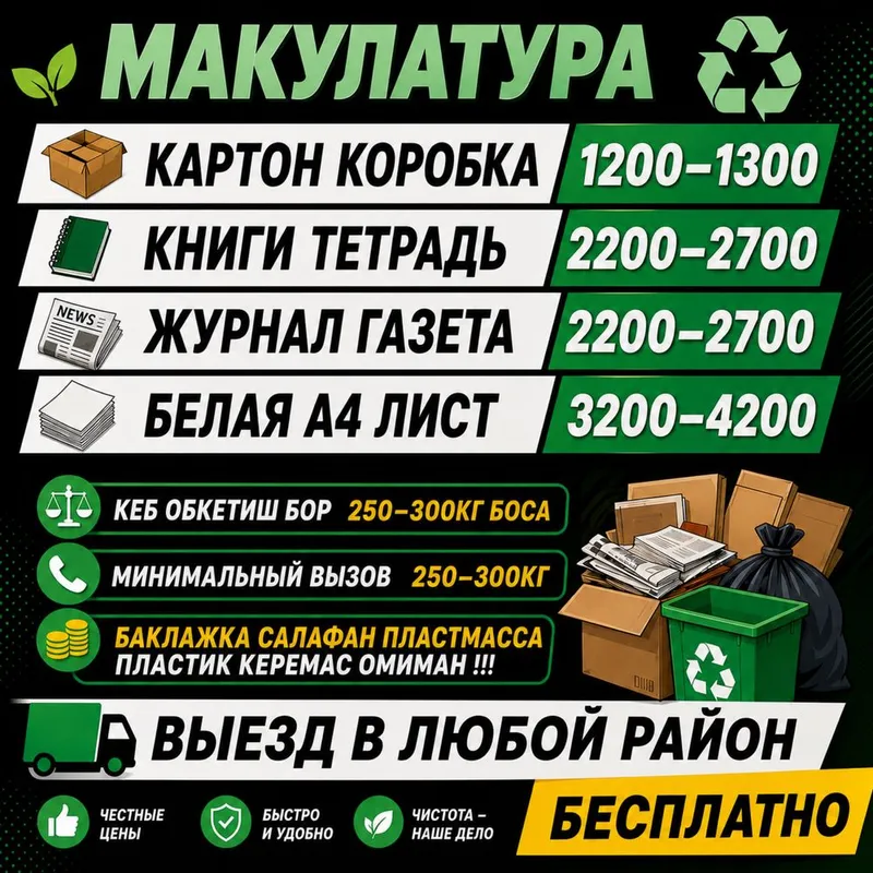 Makalatura karton gazeta daftar eng qimmat narxda olamiz qayta ishlaym Makalatura karton gazeta daftar eng qimmat narxda olamiz qayta ishlaym