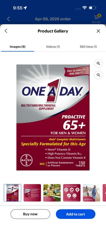 Мультивитамины One A Day Proactive 65+, 150 штук из Америки.