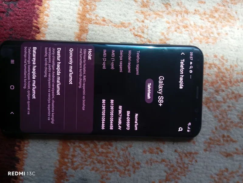 Samsung s8+ IMEI oʻtmagan