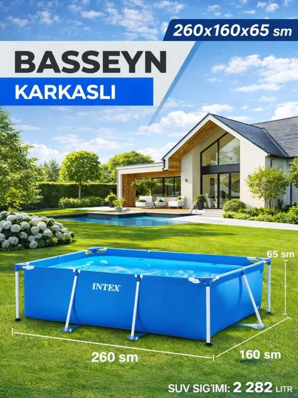 Karkasli basseyn Intex 260x160x65sm,2282 litr hajmli+DASTAVKA TEKIN