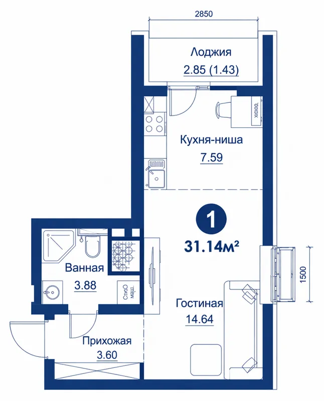 1 комнатная Новостройка, Ипотека, Яшнабадский р-н — фото 1