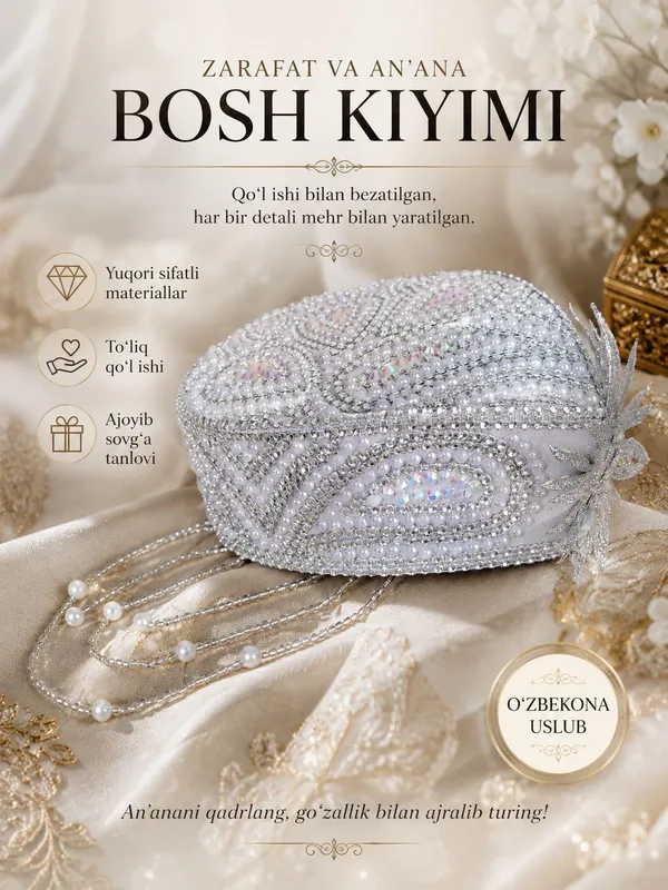 ayol qizlarimiz uchun sarpo doʻppisi