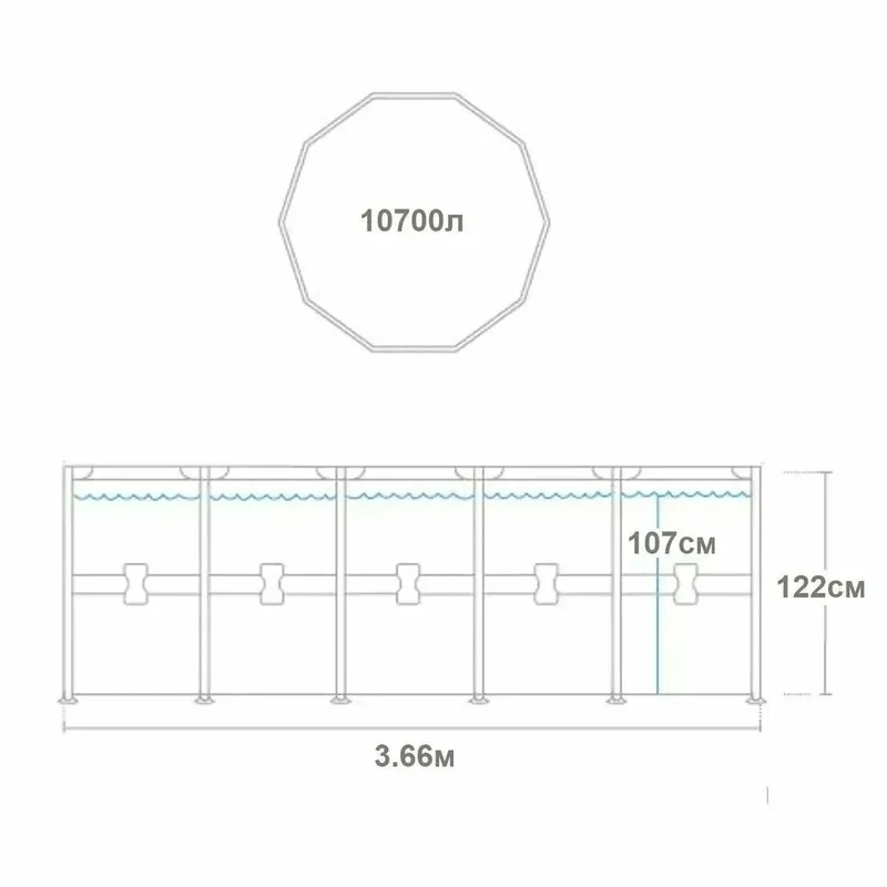 Бассейн Intex Prism Frame 26718, круглый, каркасный, 10685 л 7 Бассейн Intex Prism Frame 26718, круглый, каркасный, 10685 л 7