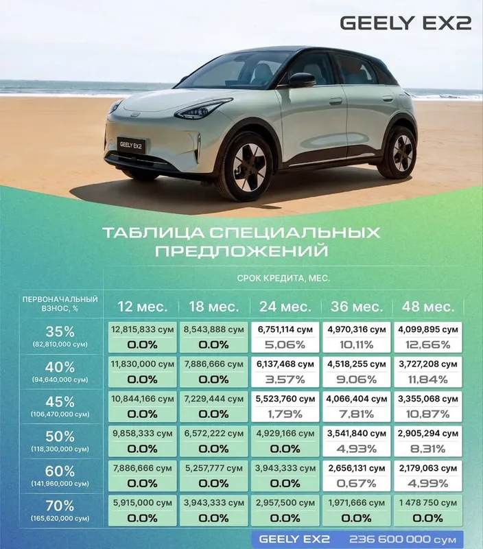 Geely ex2 2026 rasrochka bor 6 Geely ex2 2026 rasrochka bor 6