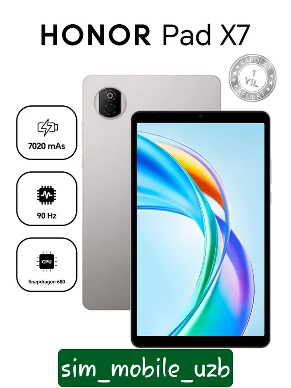 Планшет, Honor Pad X7 2026 New Super Skidka+Garantiya+Dastavka
