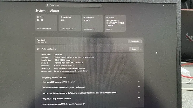 Acer Nitro 5 Core i7 4