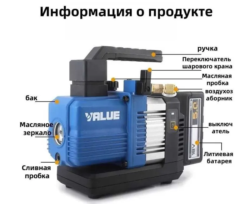 Беспроводной вакуумный насос VALUE VRP-2SLi для кондиционеров — фото 2