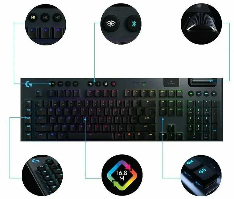 Беспроводная игровая клавиатура Logitech G913, механическая, RGB — фото 4