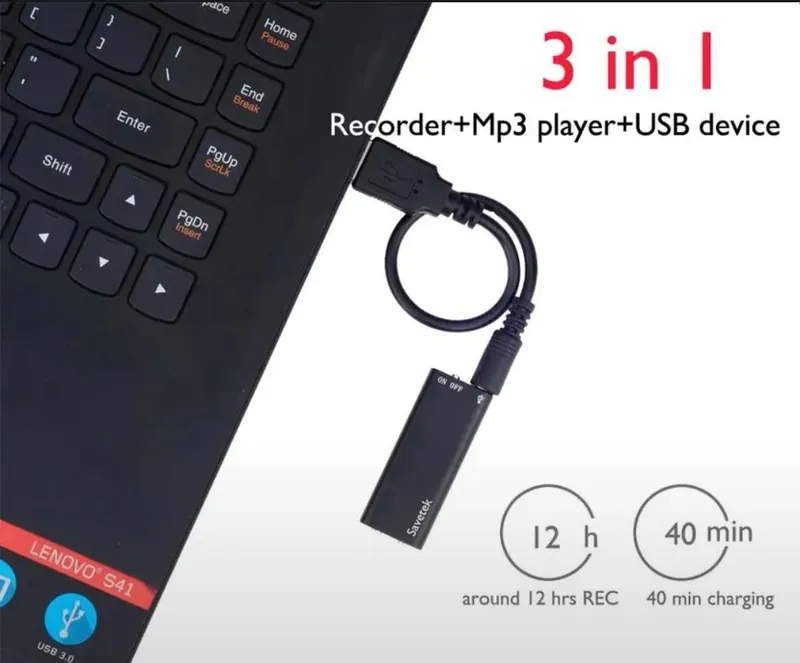 Profissional 100% mikro diktafon. 8 GB xotiraga ega! (90 soatli audi — фото 2