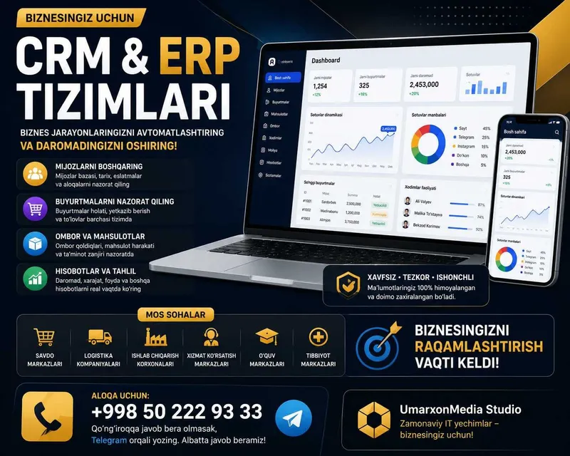 CRM ERP Tizimlari Yaratamiz | Biznesni Avtomatlashtirish — фото 4