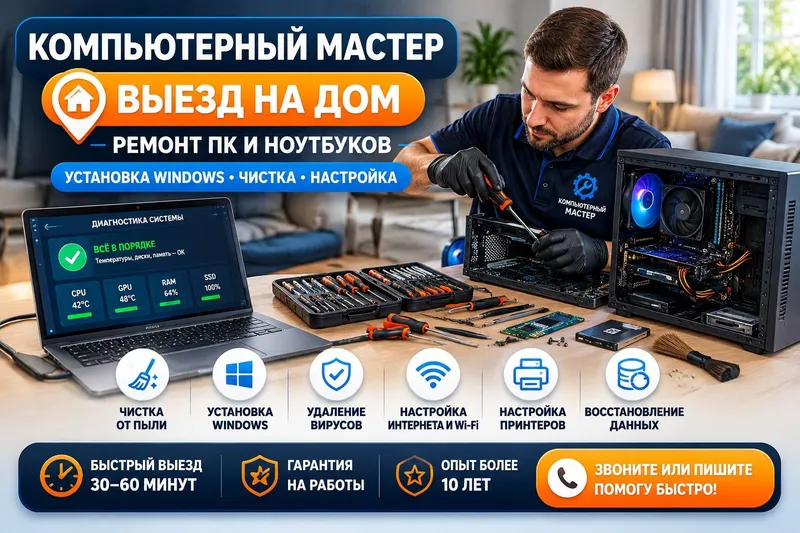 Профессиональный компьютерный мастер с выездом на дом Оказываю усл