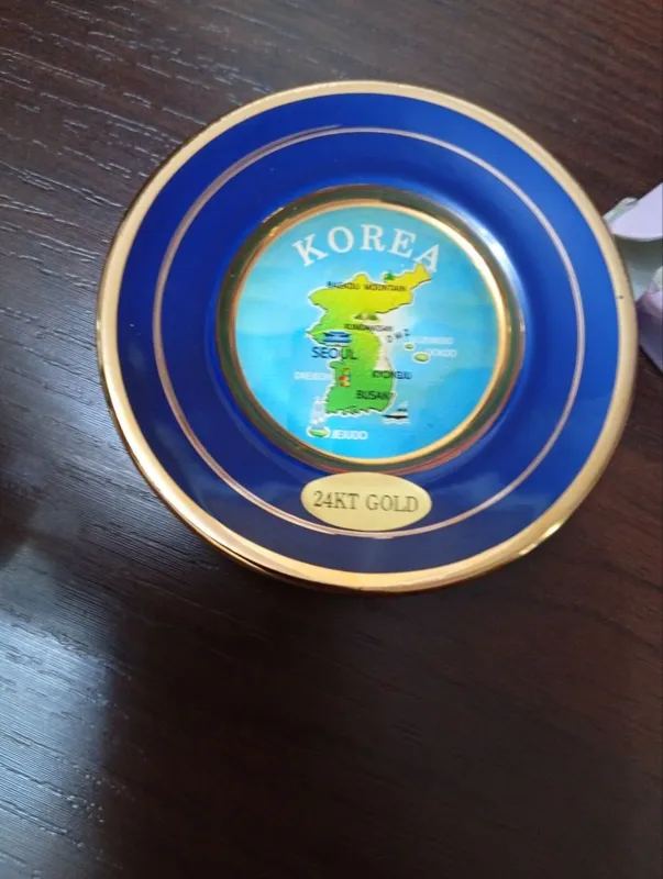 Koreya dekorativ tarelkasi (24kt oltin suvi yugurtirilgan) 2