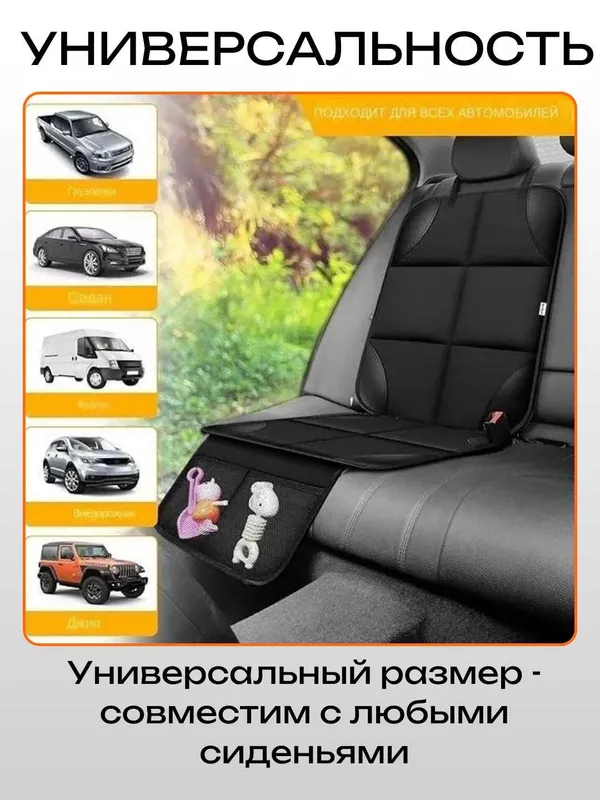 Защитная накидка под автокресло антискользящим покрытием,вырезы ISOFIX — фото 5