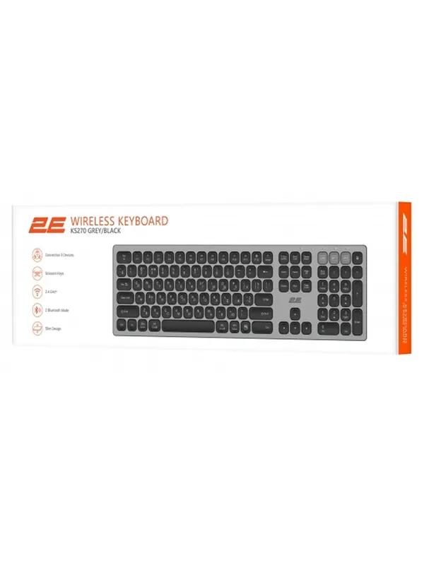Беспроводная клавиатура ножничная 2E KS270 105key, WL/BT — фото 1