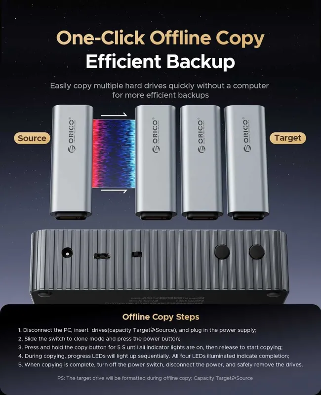 Док-Станция и офлайн дупликатор для M.2 SSD Nvme Orico IT48N-C — фото 1