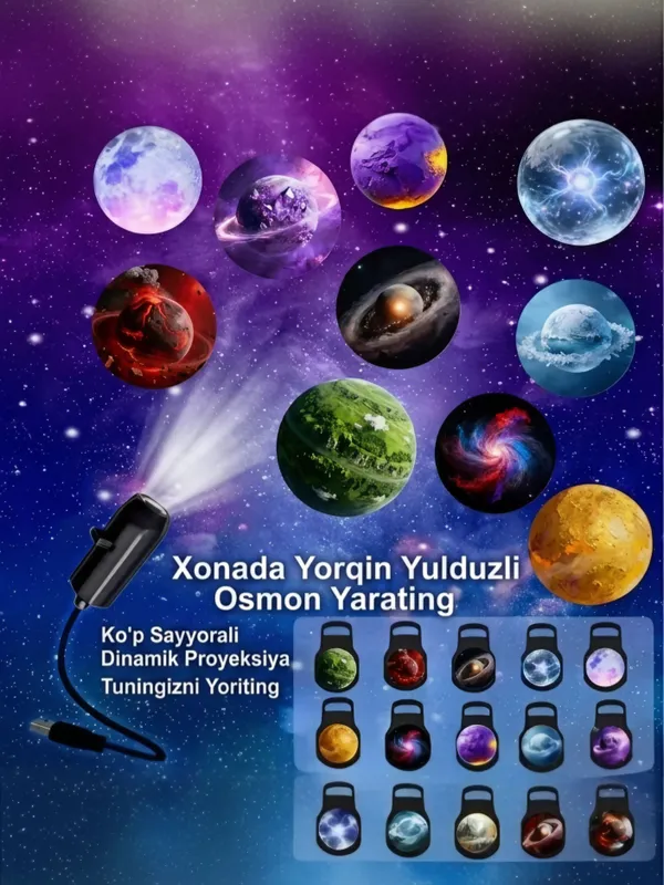 Yulduzli osmon proyektori, xona uchun tungi chiroq — фото 6