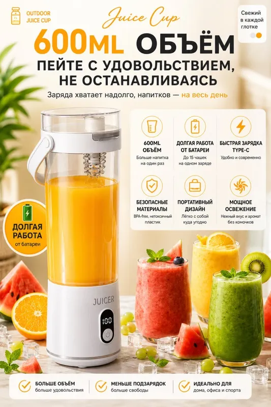 Portativ blender Juicer (Simsiz mini blender) 5