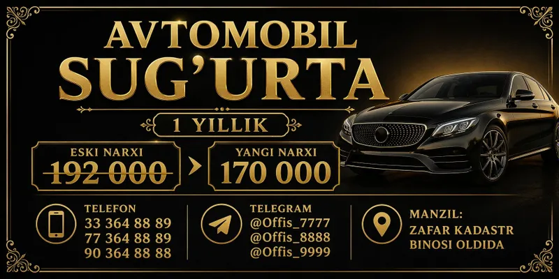 Sug'urta ishonchnoma xizmatlari Arzon narxlarda