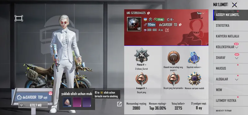 Shikalad narxda pubg akaunt 5