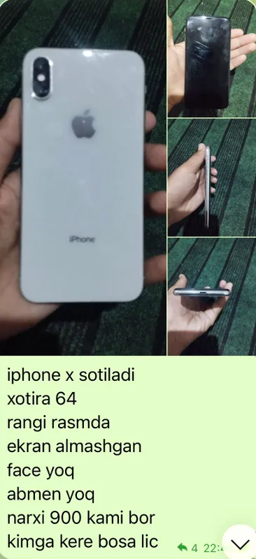 iphone x sotiladi xotira 64 face tru ton ishlemedi